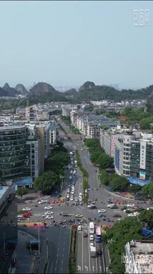 航拍广西桂林城市交通大道